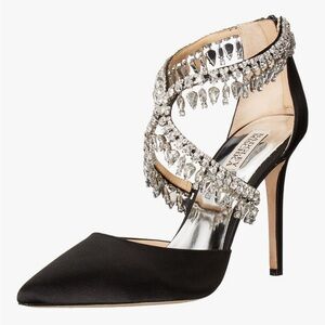 Badgley Mischka Black Glamorous Dress Women Jewel Embellished Heels Size 5.5 NWT